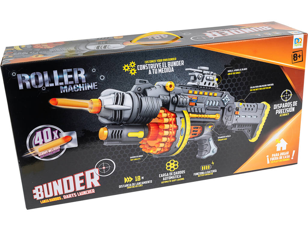 Bunder Ametralladora Roller Machine Automática con 40 Dardos