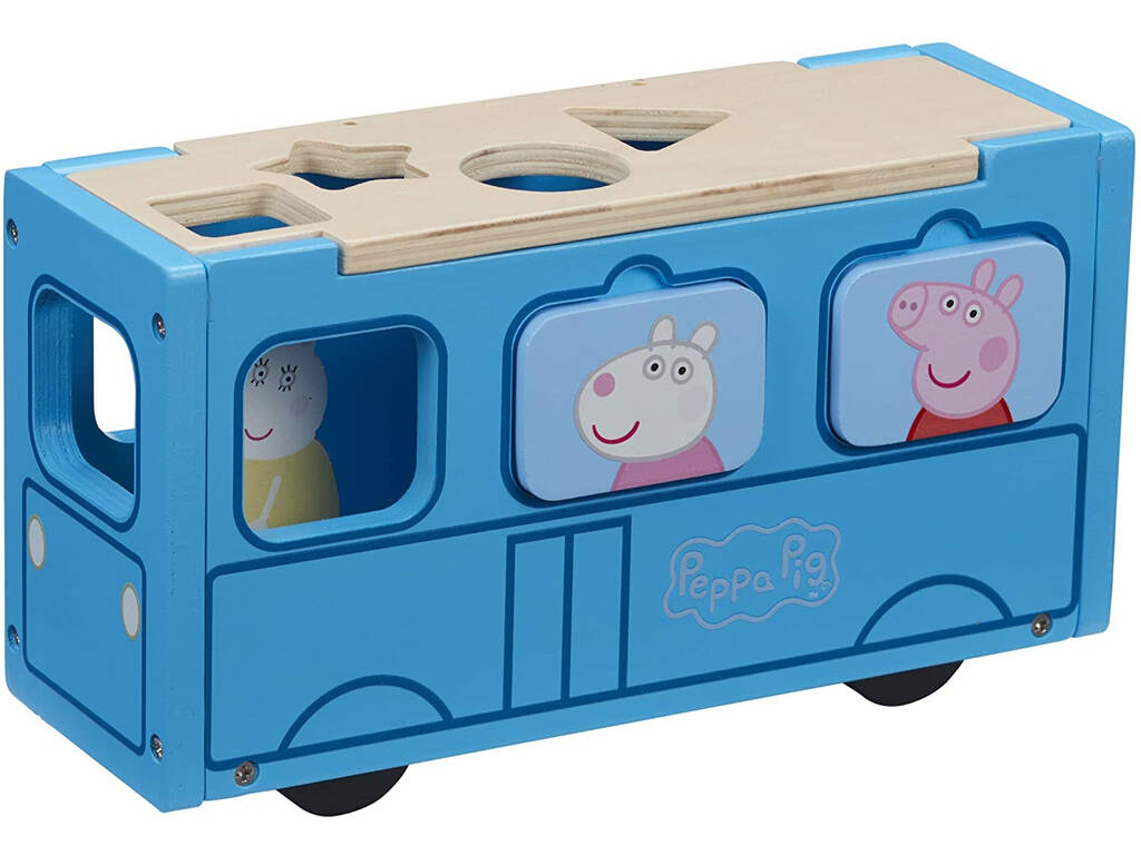 Peppa Pig Autobús de Madera con Figura y Formas Bandai CO07222