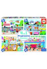 Puzzles Progressifs 4 En 1 20-40-60-80 Hros en Action Educa 18903