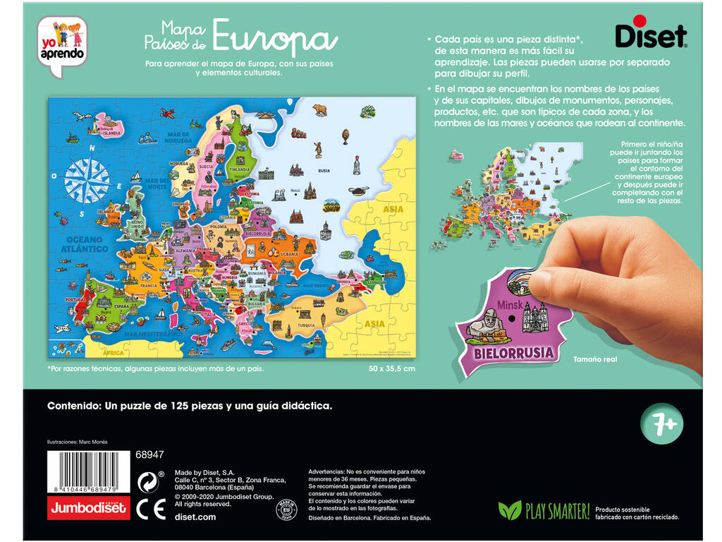 Puzzle Mappa dei paesi d'Europa Diset 68947