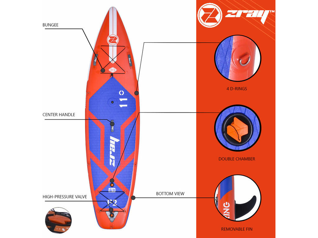 Tabla Padelsurf Hinchable Zray SUP Fury F2 de 335x84x15 cm