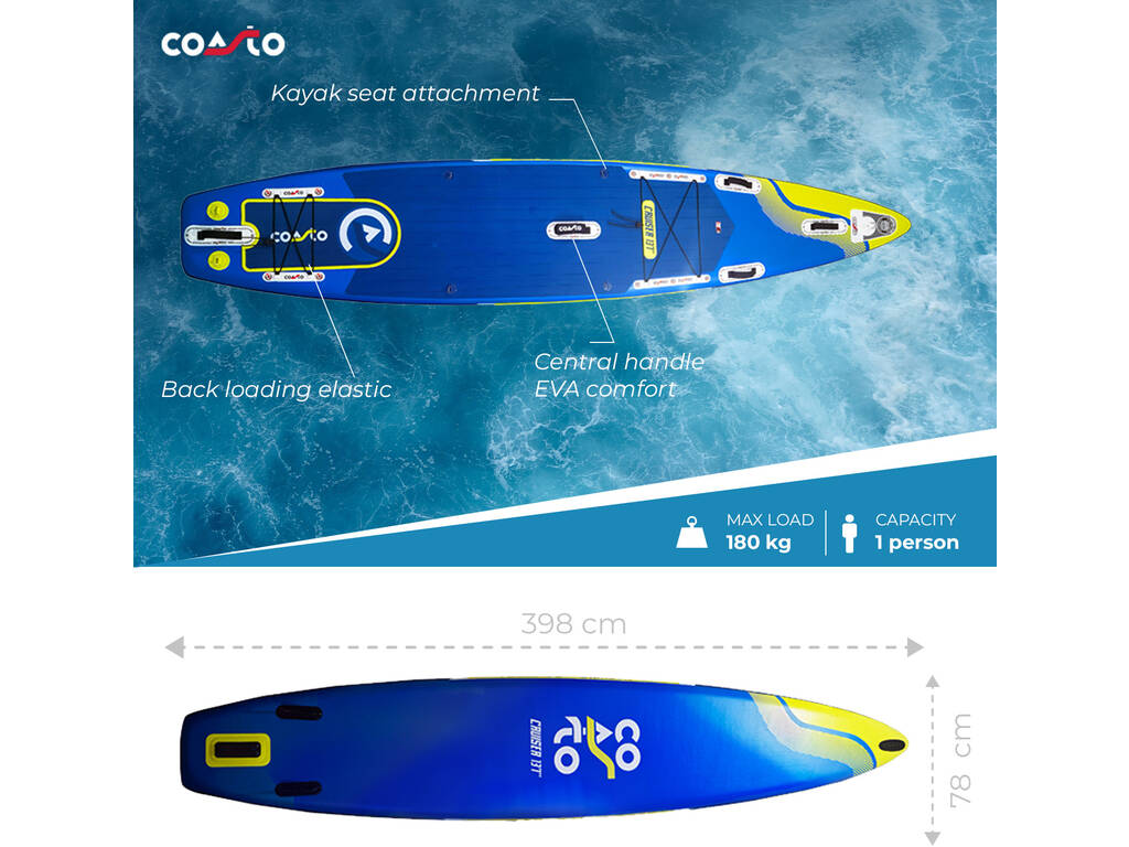 Tabla Padelsurf Hinchable Coasto Cruiser de 398x78x15 cm