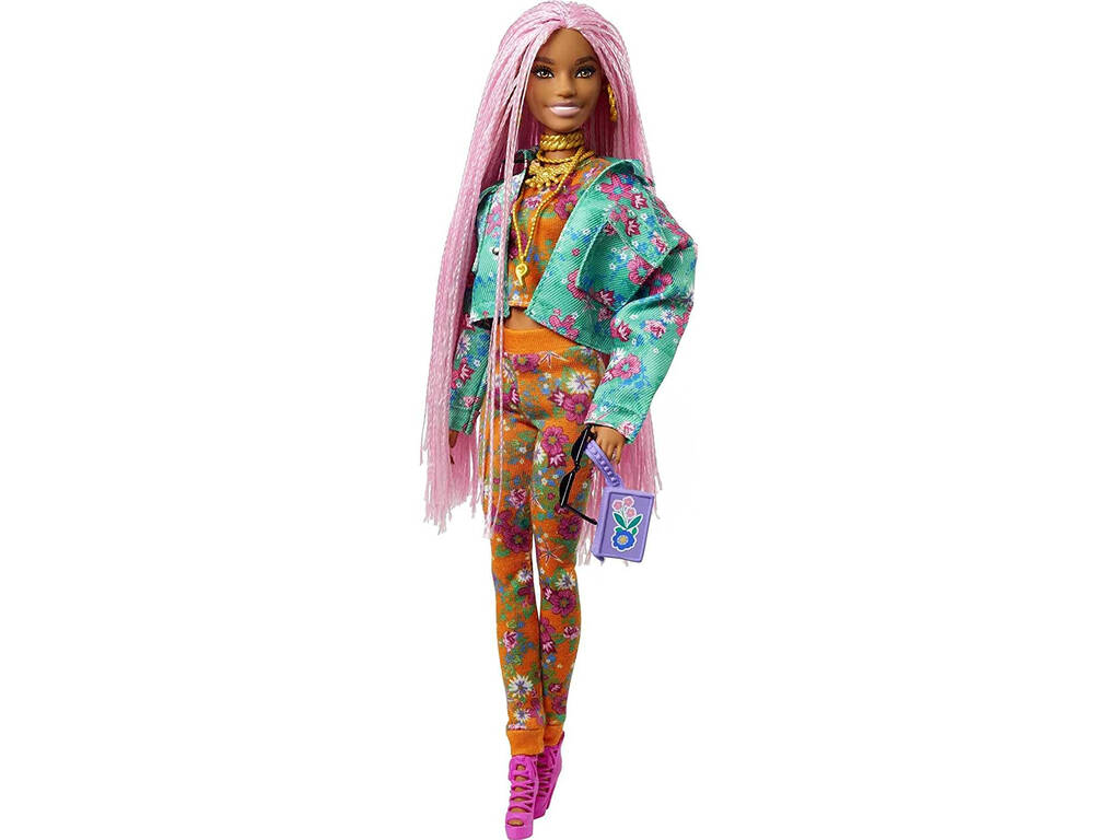 Barbie extra trecce rosa Mattel GXF09