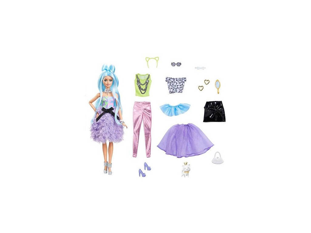 Barbie Extra Giacca con capelli e stivali viola Mattel HHN07 - Juguetilandia