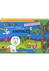 Colorier et apprendre  dessiner avec les pochoirs animaux Susaeta S3396004