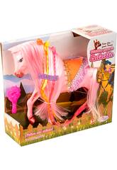 Cheval 29 cm. Rose avec cheveux longs et brosse