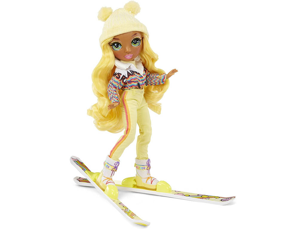 Accesorios y más-Edad: 6+ años Patines Rainbow High Winter Break Sunny Madison-Muñeca de Moda Amarilla con 2 atuendos Color Equipo de Nieve y Pedestal-Incluye esquís 574774C3 