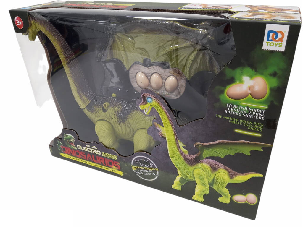 Dinosaurio Verde Andador con Luz, Sonido y 3 Huevos