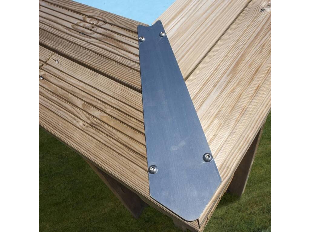 Safran 2 ovaler Holzpool mit den Maßen 620 x 395 x 136 cm. und Gre DECKSAFRAN2 Holzplattform