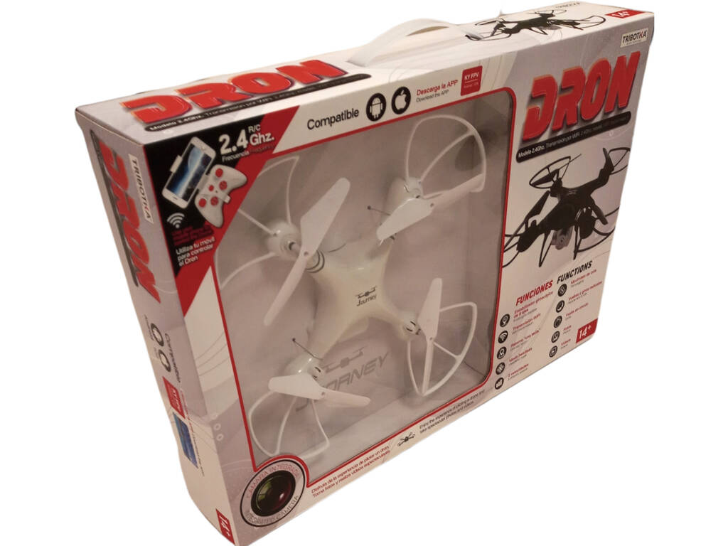 Drone radiocomandato bianco 2.4G 4 canali con Wifi, fotocamera e caricatore USB