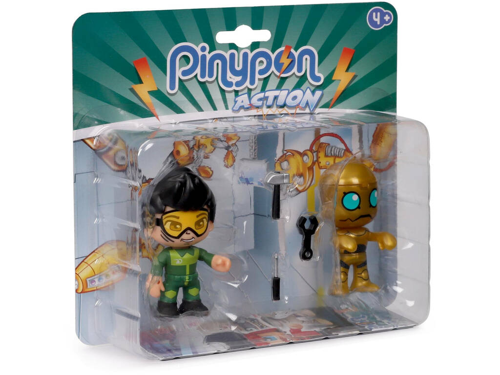 Pinypon Action Pack 2 Figuren Roboter und Mechaniker Famosa 700017034