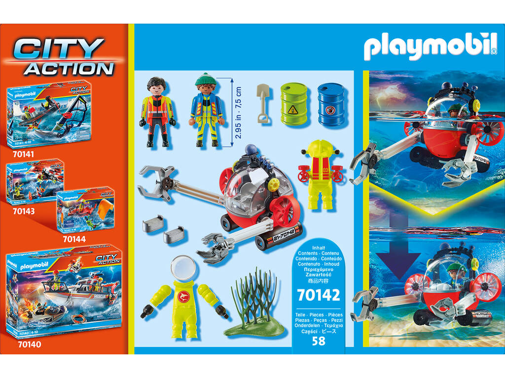 Playmobil City Action 4909 pas cher, Bateau de plongée avec moteur