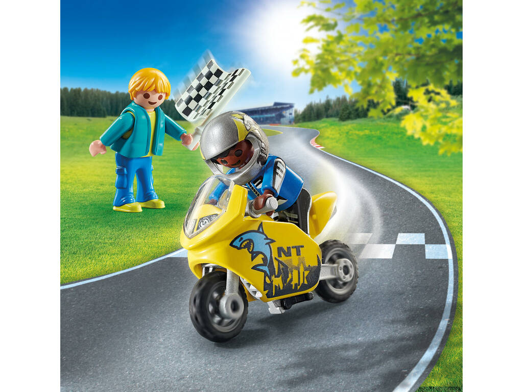 Playmobil Chicos con Moto de Carreras 70380