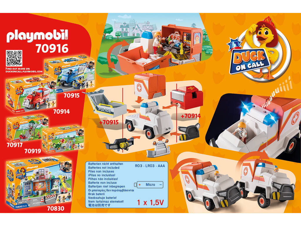 Playmobil D.O.C. Veicolo d'emergenza Ambulanza 70916