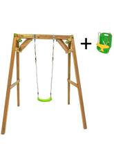 Balançoire en bois carrée Xylo Single Plus Siège pour bébé Masgames MA700039