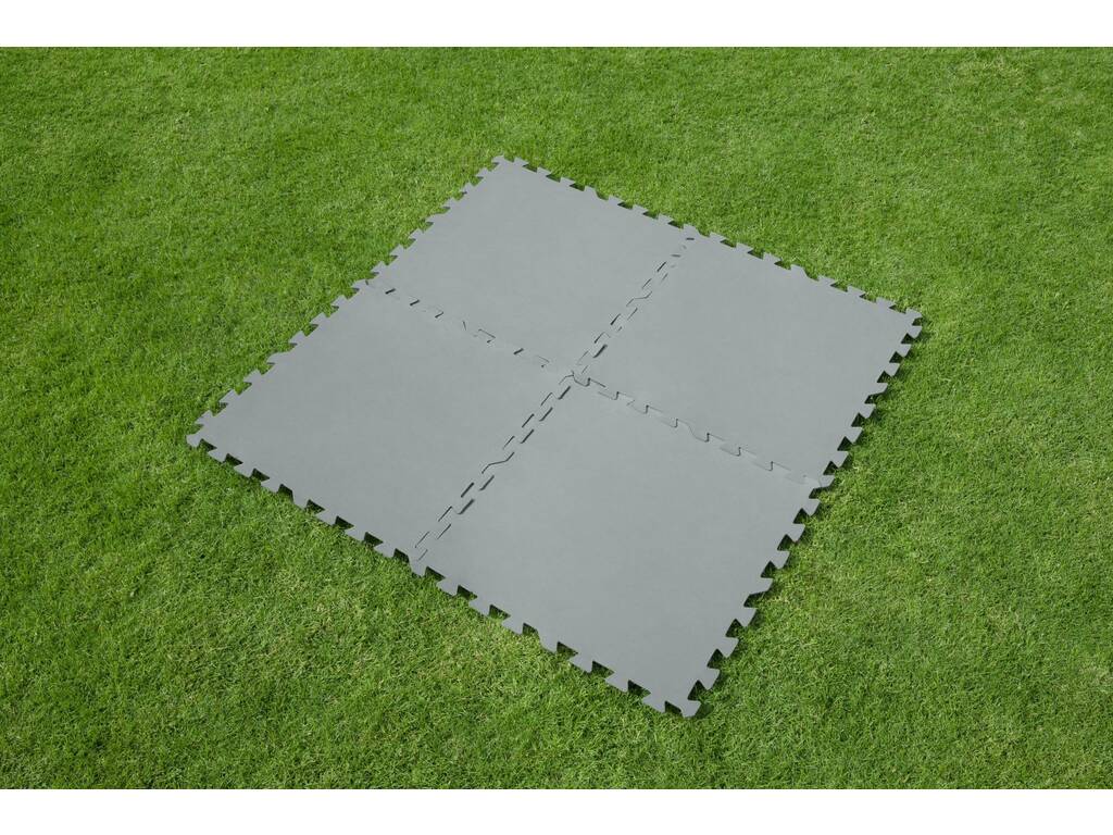 Schwammgrauer Polyethylen Schutzboden für Pools 9 Stück von 50x50 cm. Bestway 58639