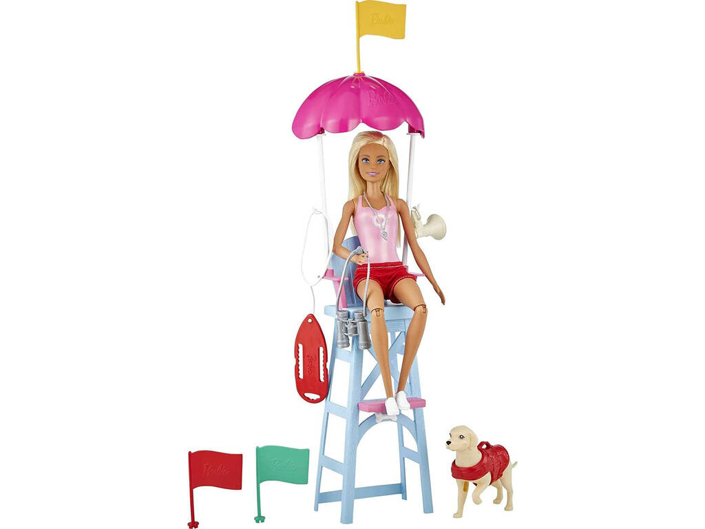 Barbie Lifeguard mit Hund und Stuhl Mattel GTX69