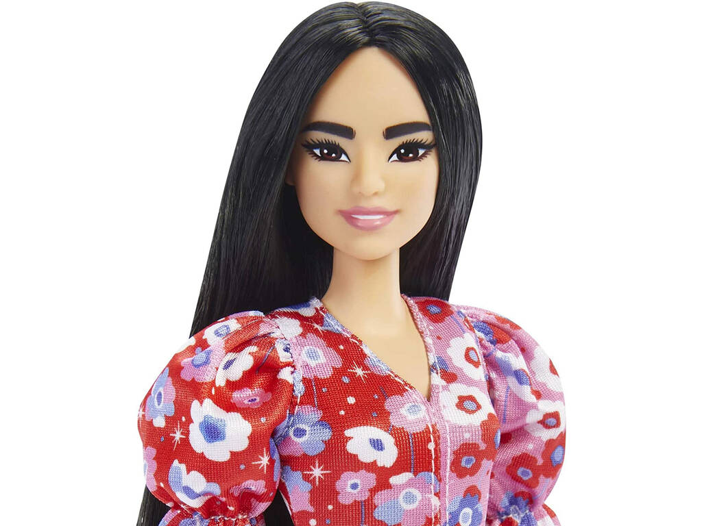 Barbie Fashionista Vestido De Flores a Dos Colores Mattel HBV11