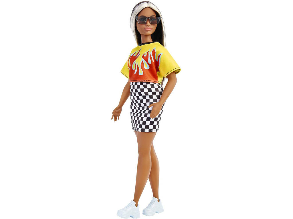 Barbie Fashionista Top con Llamas y Falda de Cuadros Mattel HBV13