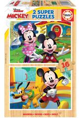 Quebra-cabeça Madeira 2x16 Mickey & Minnie Educa 19287