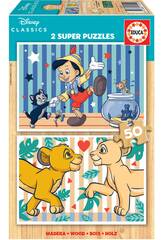 Puzzle 2x50 Disney Classics (Pinocho + Rey Len)