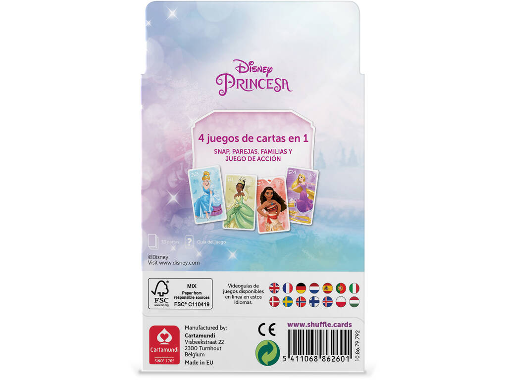 Disney Princesa Baraja Infantil Shuffle 4 en 1 Fournier 10027510