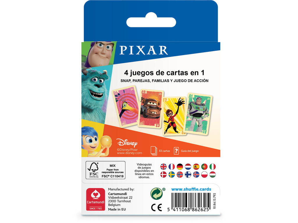 Pixar Jeu de Cartes Enfant Shuffle 4 en 1 Fournier 10027508