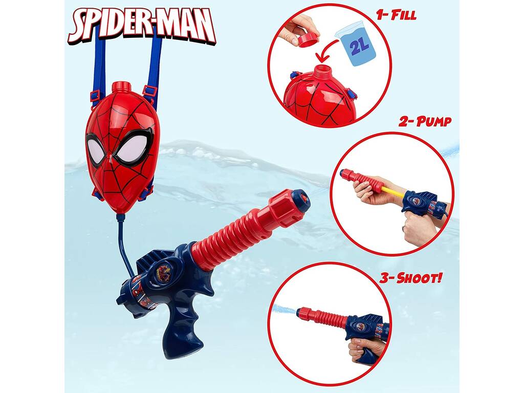 Spiderman Wasserpistole mit Rucksack Valuvic SPE-3377