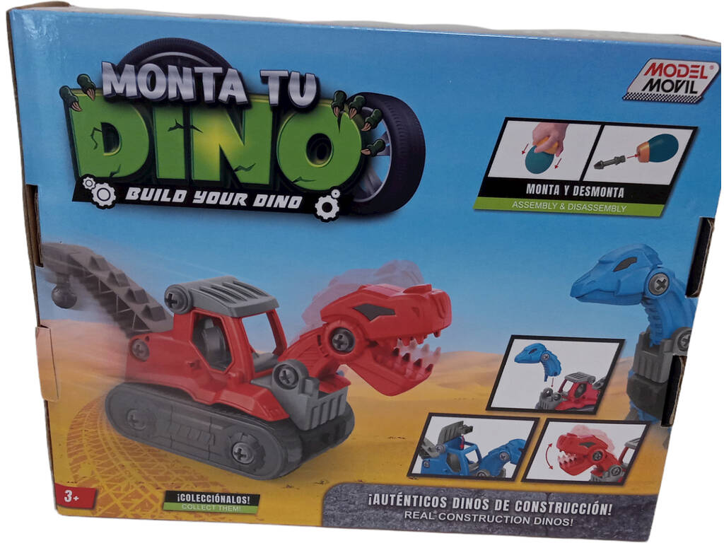 Assemblez votre véhicule grue bleu et gris Dino Dino avec des outils