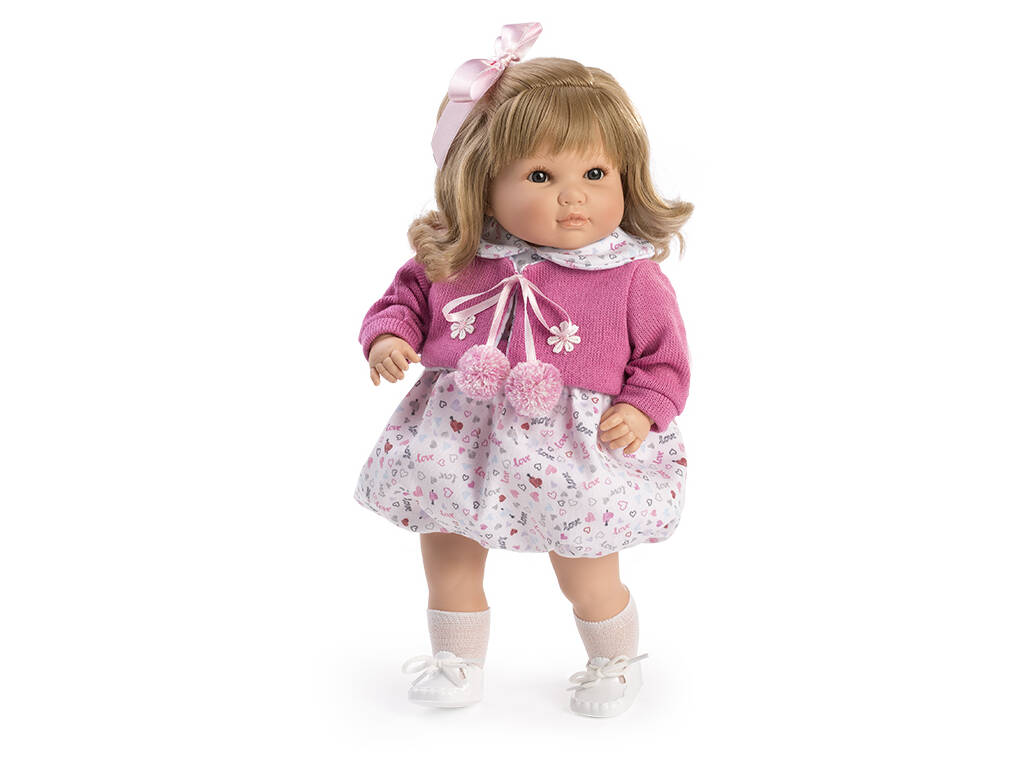 Sprechende Puppe Sandra 40 cm. Rosa Kleid und Jacke Berbesa 4421