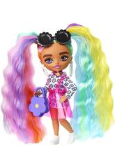 Barbie Extra Mini Doll Dress Daisies and Rainbow Ponytails Mattel HHF82