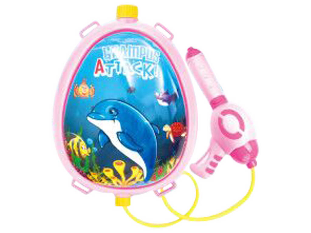 Zaino lanciatore d'acqua rosa con delfino