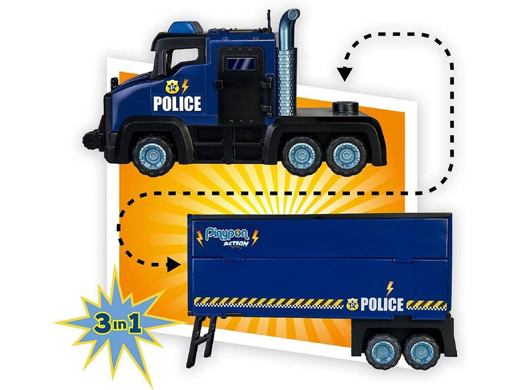 Pinypon Action Super Polizei Lastwagen mit Figuren und Zubehör Famosa