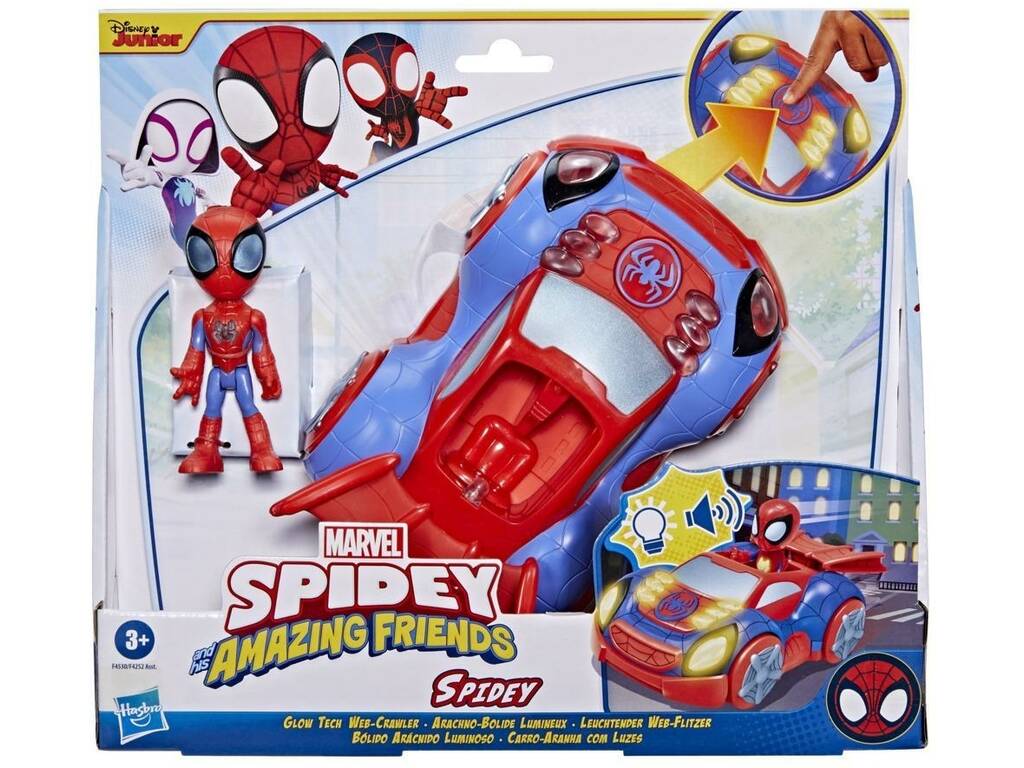 Marvel Spidey And His Amazing Friends Spidey Bolide Arachnide Lumineux Hasbro F4530