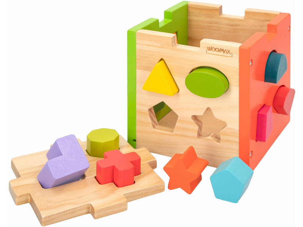 Holz-Aktivitätswürfels mit 14 farbigen Baby Pieces Encabales-Figuren 42139