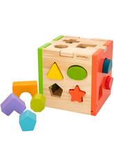 Cubo Madera Actividades con Figuras Encajables 14 Piezas Color Baby 42139