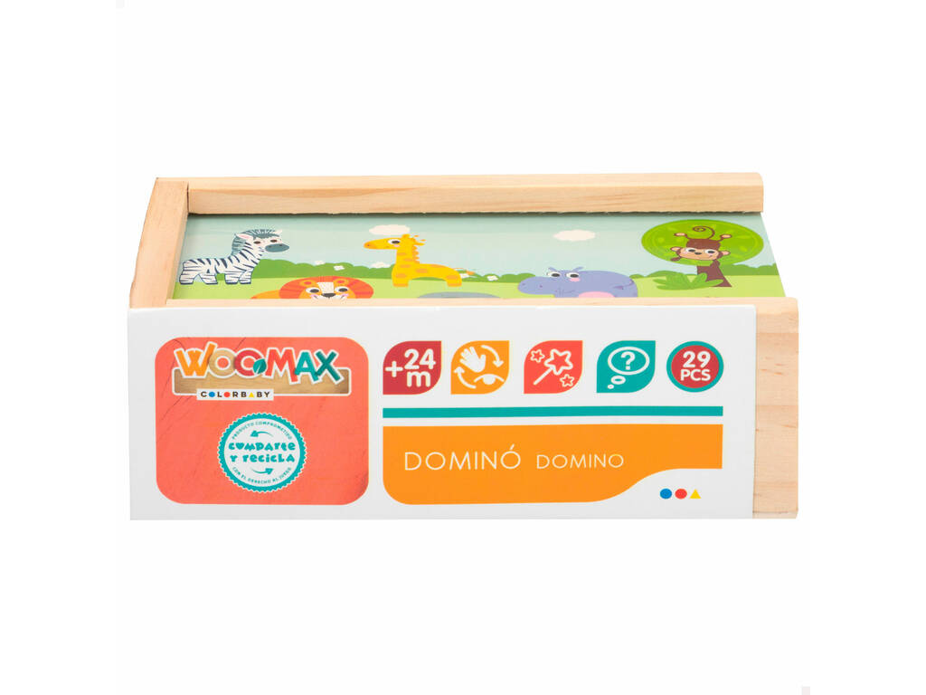 Dominos en bois éducatifs 29 pièces couleur bébé 46461