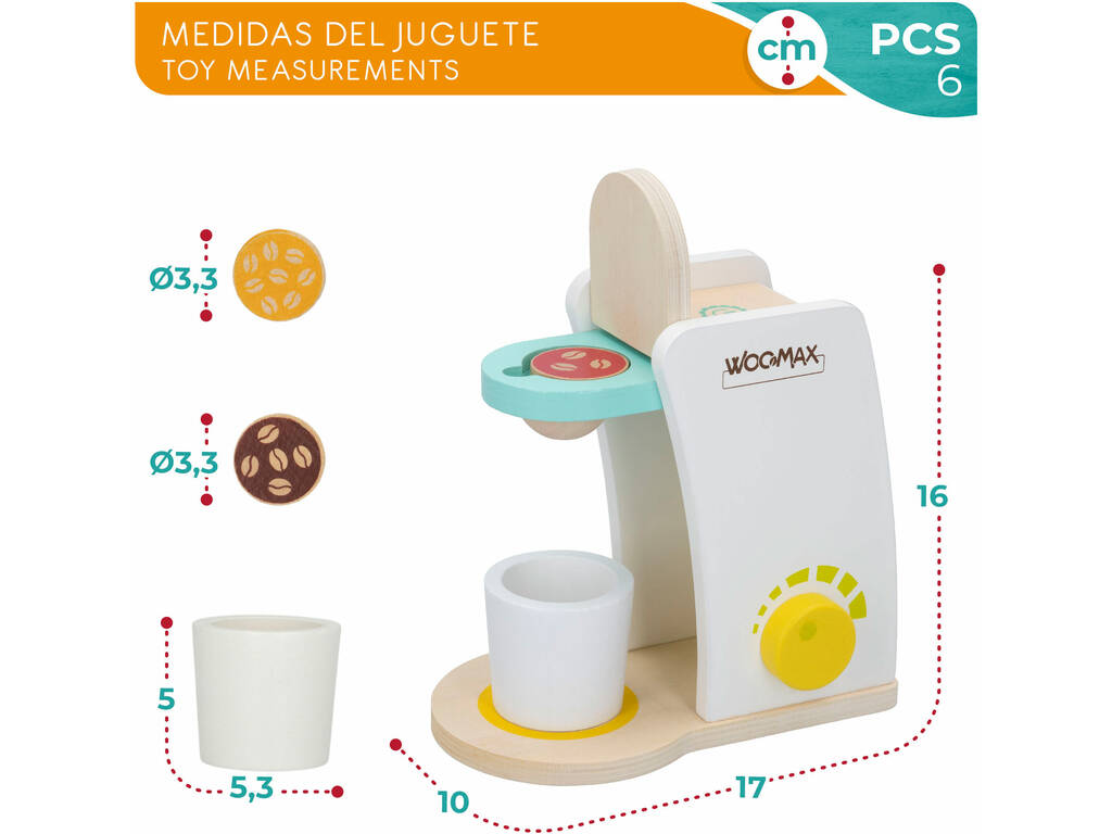 Maquina de Café Madeira com Acessórios 6 Peças Baby Color 46464