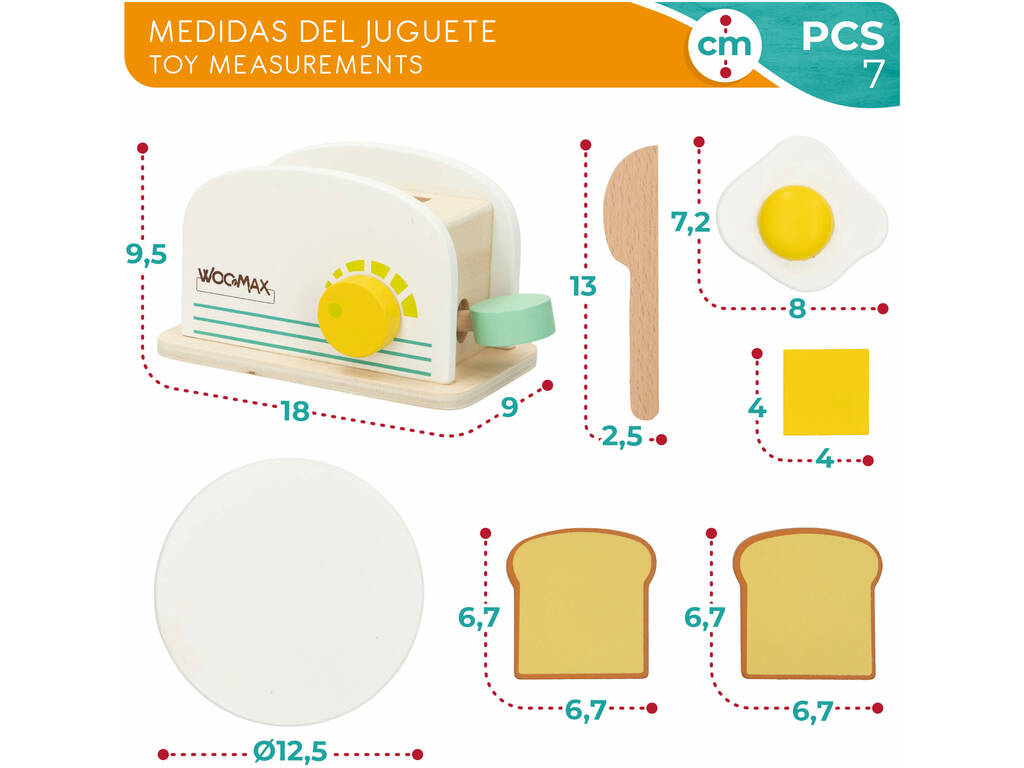 Tostadora Madera con Accesorios 7 Piezas Color Baby 46465