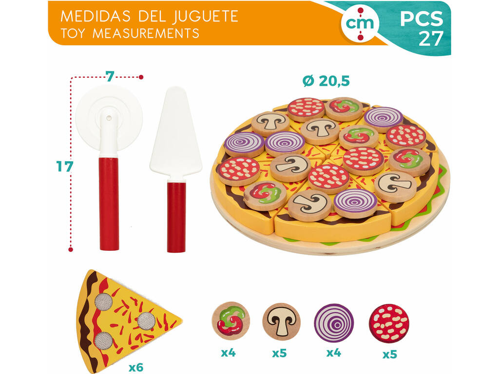 Conjunto Pizza de Madeira 27 Peças Baby Color 49334