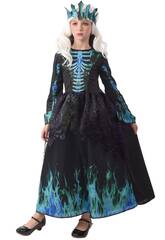 Fantasia Blue Fire Skeleton Queen Menina Tamanho M