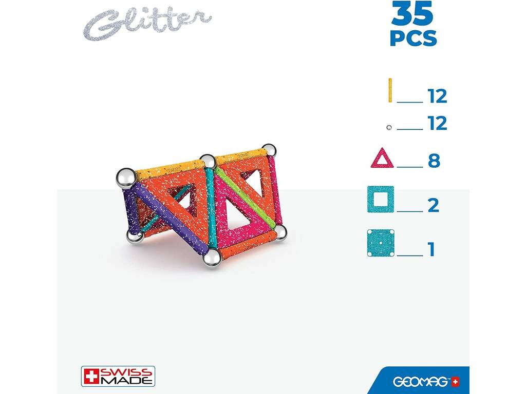 Geomag Glitter Recycled 35 Pezzi Toy Partner 535