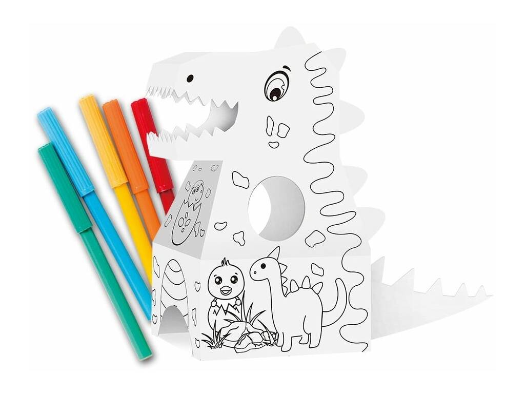 Set Dipingi il tuo dinosauro 3D con 6 pennarelli