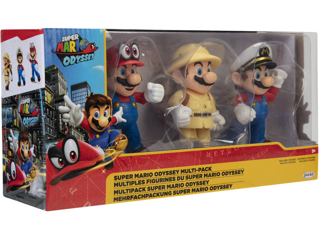 Super Mario Multipack 3 Figuras Super Mario Odyssey Jakks 406534