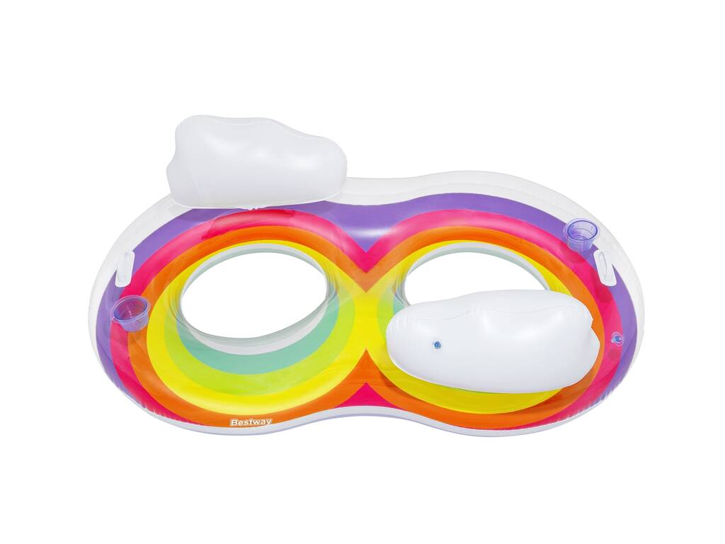 Rainbow Dreams Double Swim Tube Inflatable Float 186x116 cm mit nach Hause. von Bestway 43648