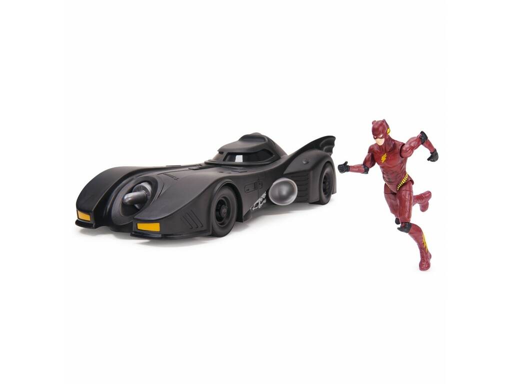 The Flash Batmóvil com Boneco Flash e Batman 10 cm. Spin Master 6065275
