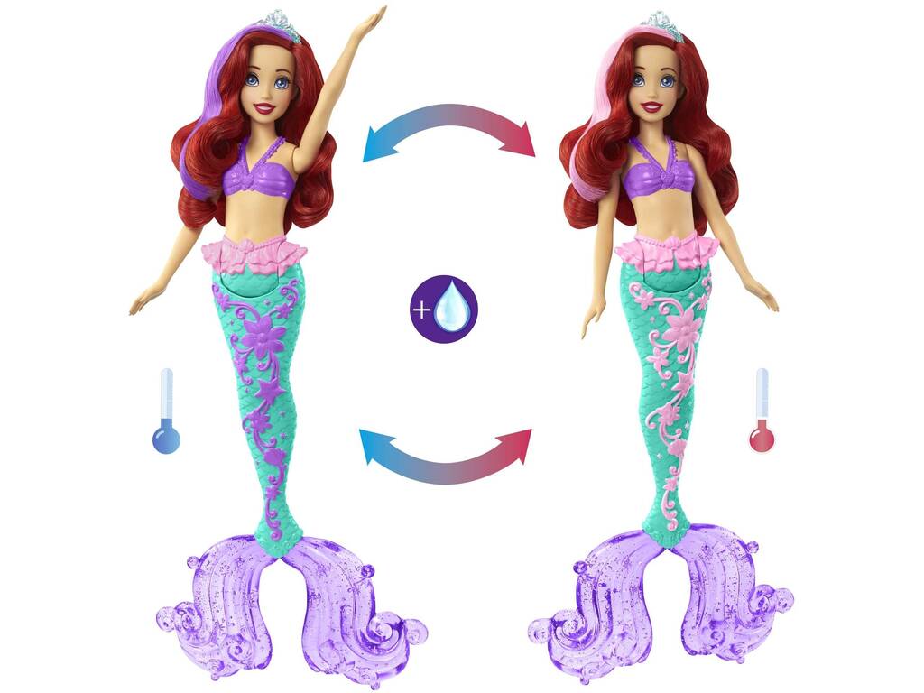 Princesas Disney Boneca Ariel Toque de Cor Mattel HLW00