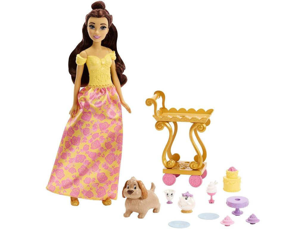 Disney Princess Belle Puppe und Teewagen Mattel HLW20