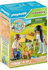 Playmobil Granja Familia de Gatos de Playmobyl 71309