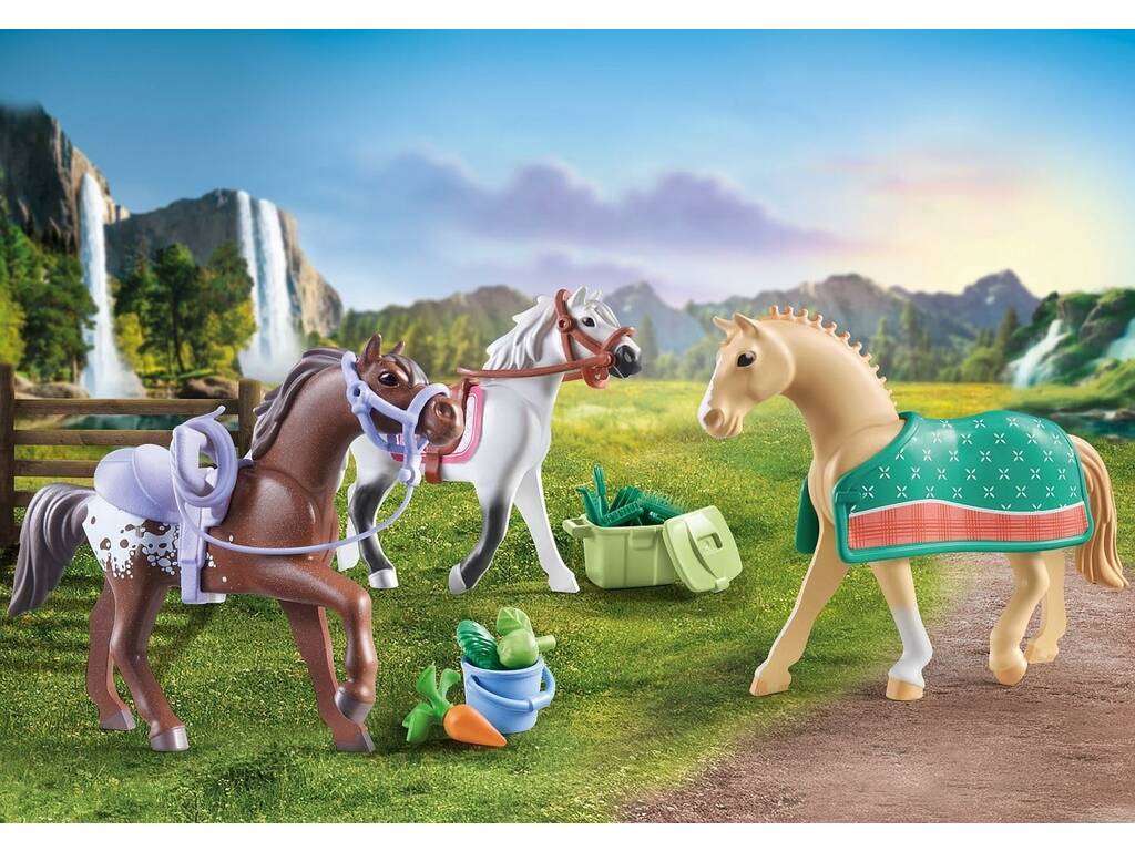 Playmobil Horses of Waterfall Três Cavalos com Cadeiras 71356